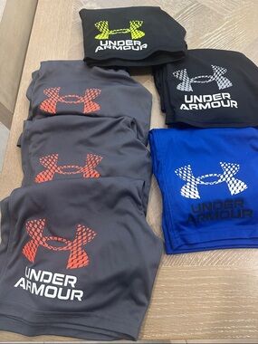 Under Armour Kids Short Sleeve Logo Tees - Black, Gray, Blue with Accent Prints